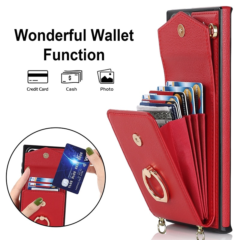 Phone Case For Samsung Galaxy S25 S24 S23 S22 S21 FE S21 Ultra Plus A14 A54 A73 A33 Handbag Purse Wallet Case Ring Holder Anti-theft with Removable Cross Body Strap TPU PU Leather 2025 - $20.99 –P10