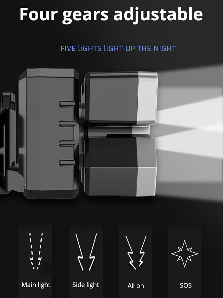 USB Rechargeable LED Head Lamp, Portable 5 LEDs Headlight Torch Work Light for Travel, Camping, Fishing, Hunting Outdoor Camping Adventure 2025 - $16.49 –P2