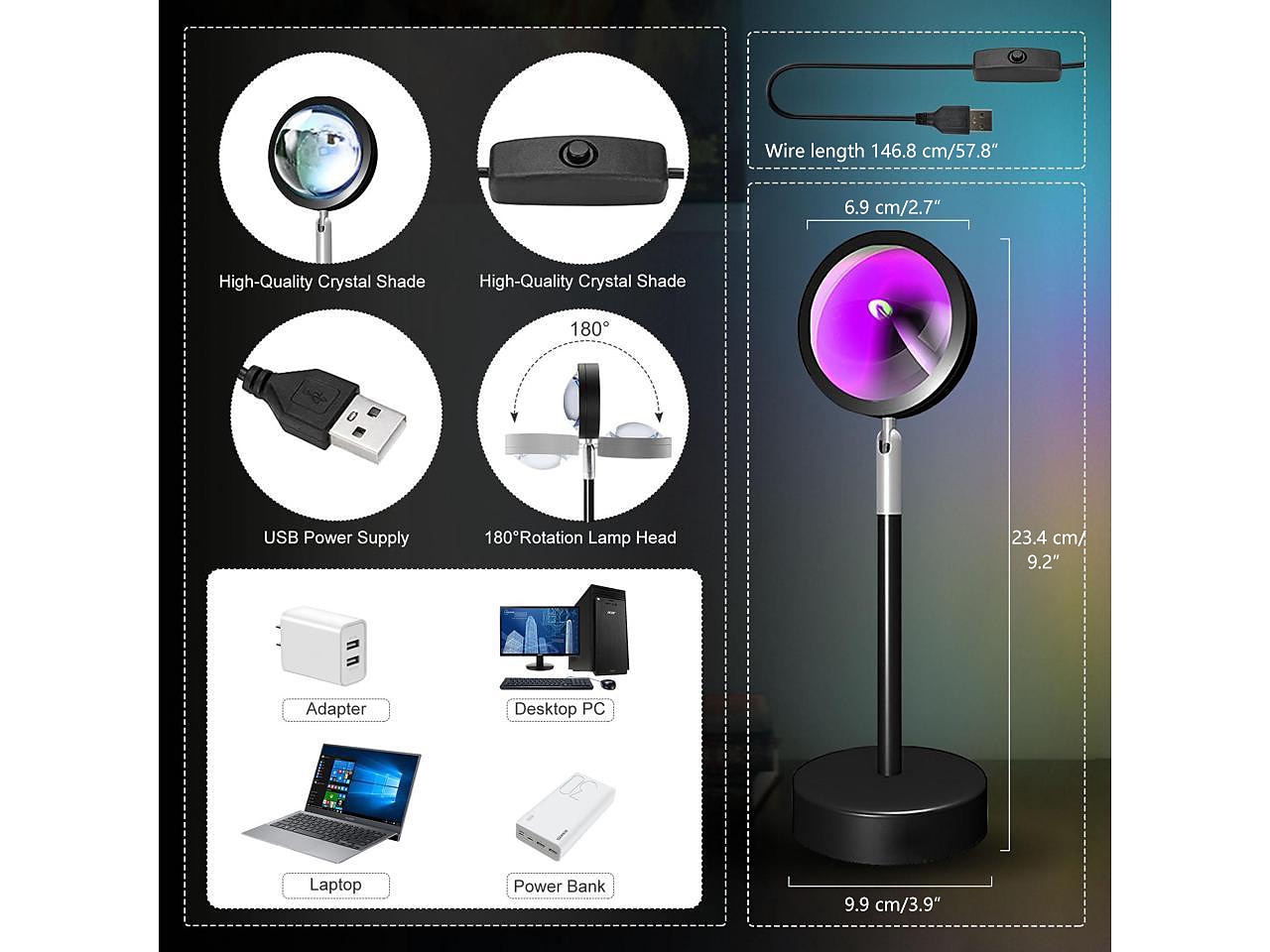 مصباح عرض غروب الشمس الذكي LED، مصباح أرضي RGB مع تحكم عن بُعد عبر بلوتوث وتطبيق تويا، خلفية حية، إضاءة غروب جوية 2025 - $16.49 –P1