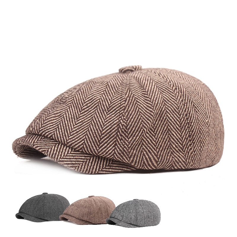 Homens Chapéu de Boina chapéu de jornaleiro boné de tweed Caqui Cinzento Claro Algodão Roupa de rua à moda Moda Dos Anos 20 Ao ar livre Diário Para Noite Estampas Abstratas Quente de 2026 por $10.49 –P1