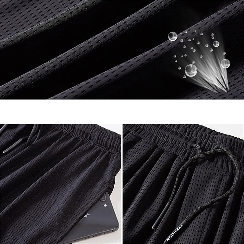 Men's Athletic Shorts Basketball Shorts Casual Shorts Mesh Shorts Pocket  Drawstring Elastic Waist Plain Breathable Quick Dry Knee Length Casual  Daily Fashion Streetwear Black White 2023 - $6.49