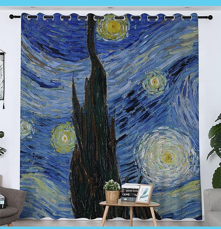 Painéis de cortina de vincent van gogh ilhós/cortinas de ilhós para sala de estar quarto, cortina de casa de fazenda para tratamentos de janela de porta de cozinha escurecimento de quarto de 2025 por $42.99 –P1
