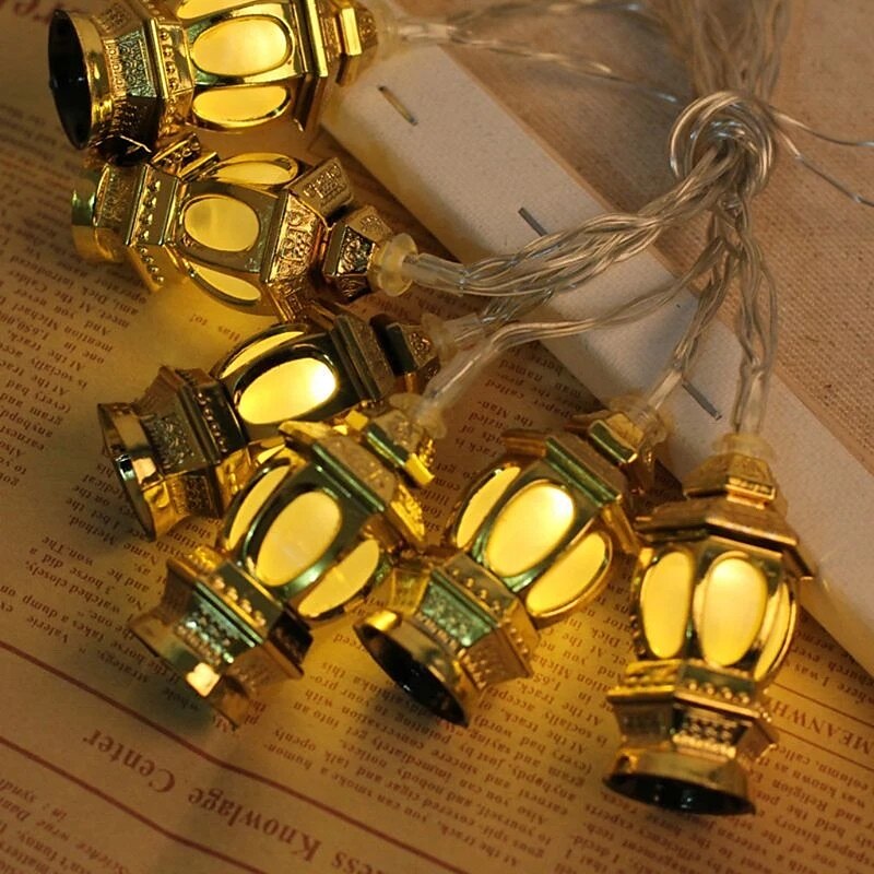 ramadan eid led string light muslim lantern mubarak lantern oil lamp aa battery box led party home decor lantern lighting 2025 - $8.99 –P1
