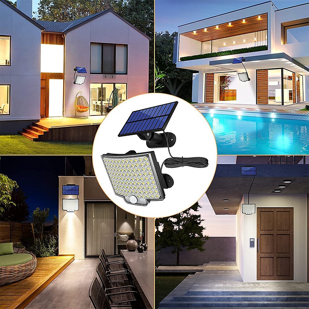 applique da parete di sicurezza solare esterna 106led con sensore di movimento telecomando ip65 impermeabile 120 angolo di illuminazione applique da parete di sicurezza solare del 2025 a $23.99 –P1