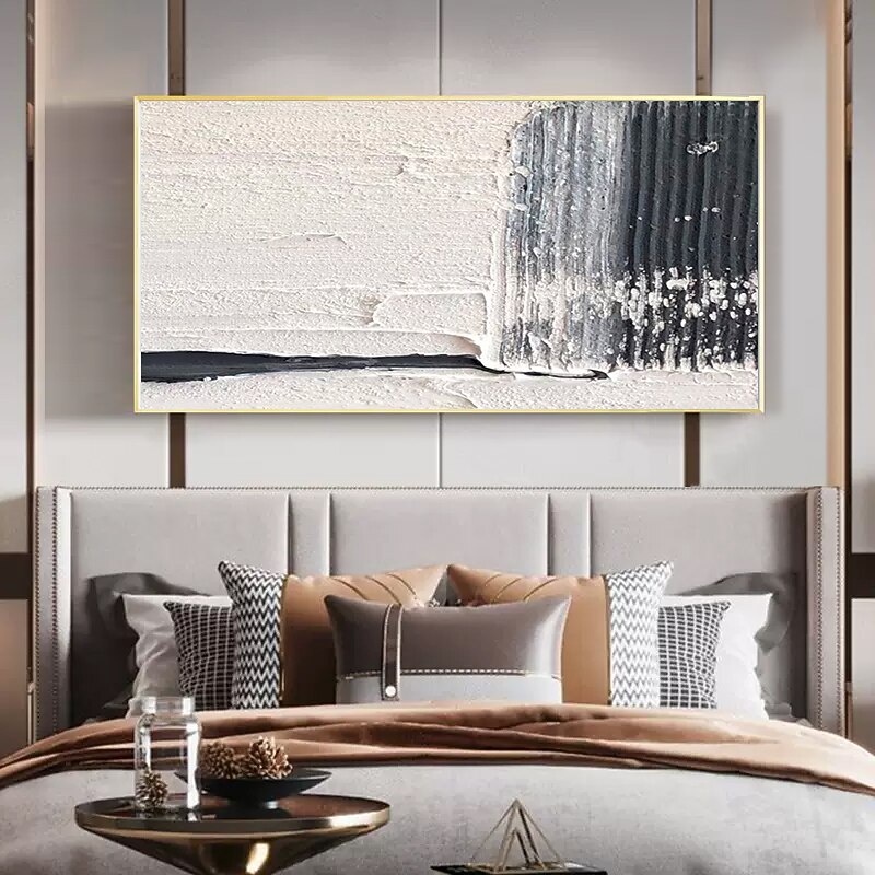 Oil Painting Handmade Hand Painted Wall Art  Black-White Abstract Canvas Painting Home Decoration Decor Stretched Frame Ready to Hang 2026 - $219.99 –P5