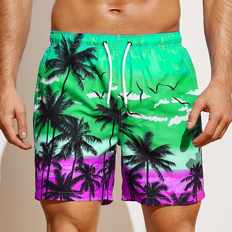 Bărbați Grafic Copac de cocos Pantaloni Scurți de Înot Pantaloni Scurti Chiloți Înot Talie medie Șic Stradă Hawaiană Boho Casual Zilnic Concediu Cordon cu căptușeală din plasă Talie elastică Designer 2025 - $17.99 –P5