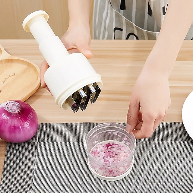 Manual Pressing Multi-function Onion And Garlic Crusher And Food Cutte