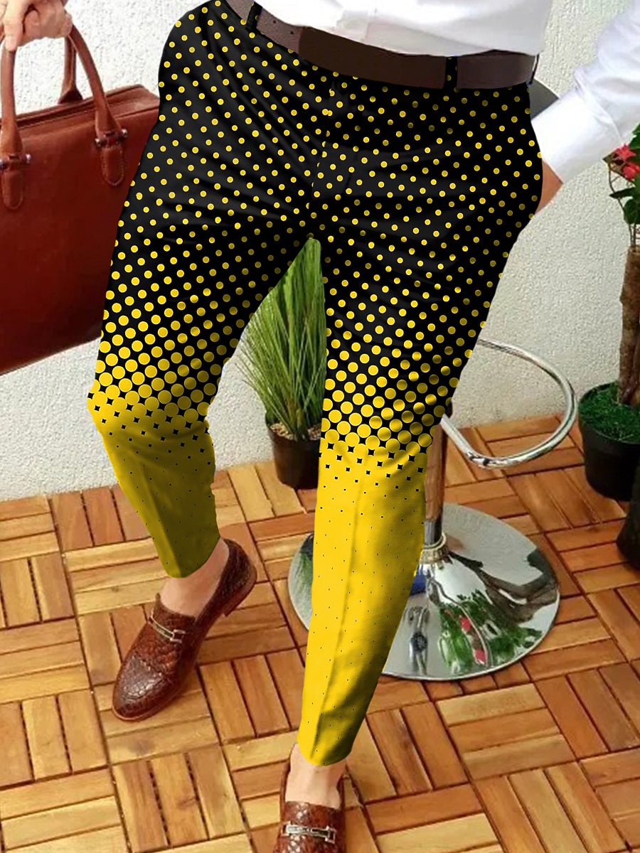 Per uomo Pantaloni Chino Pantaloni da jogger Collage Cerniera Tasche Stampe astratte Geometria Attività commerciale Informale Pantaloni Punk e gotico Taglia piccola Giallo Rosso Media elasticità del 2026 a $31.99 –P3