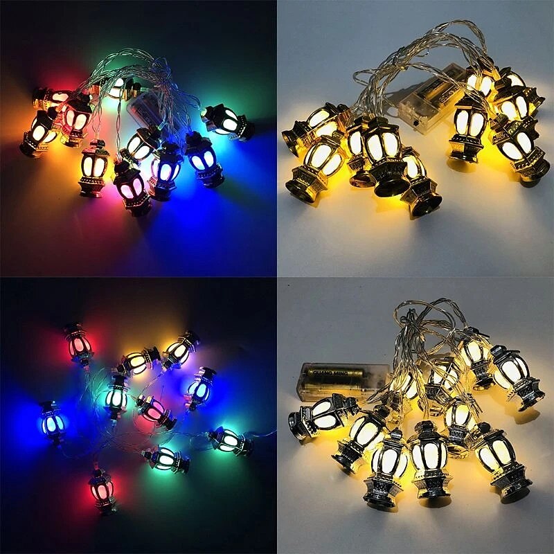 ramadan eid led string light muslim lantern mubarak lantern oil lamp aa battery box led party home decor lantern lighting 2025 - $8.99 –P2