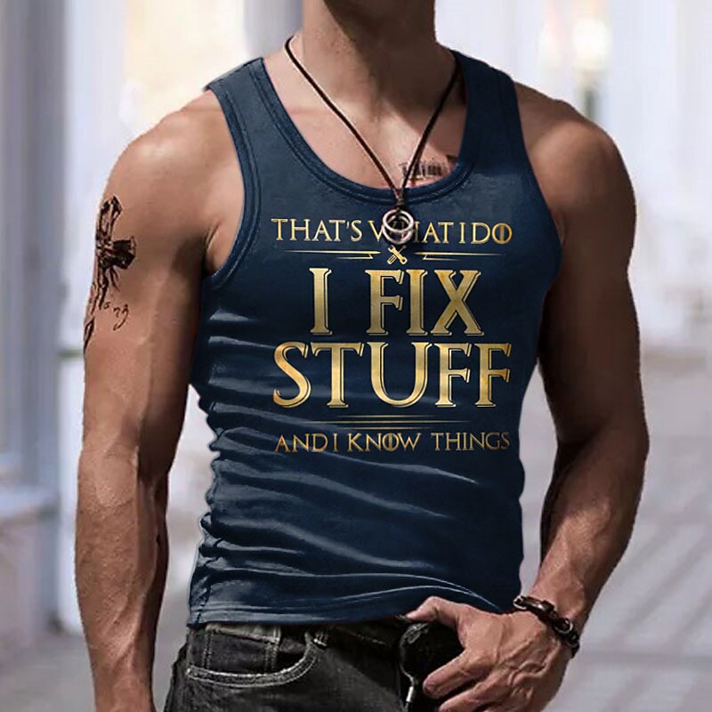 Herr Grafisk Bokstav Linne Ärmlös T-shirt för män Ärmlös T-shirt 3D-tryck Rund hals Skjorta Mode Designer Muskel Dagligen Sport Löpning Svart Marinblå Grå Vår & sommar Kläder S M L XL 2XL 3XL 2025 - $14.99 –P1