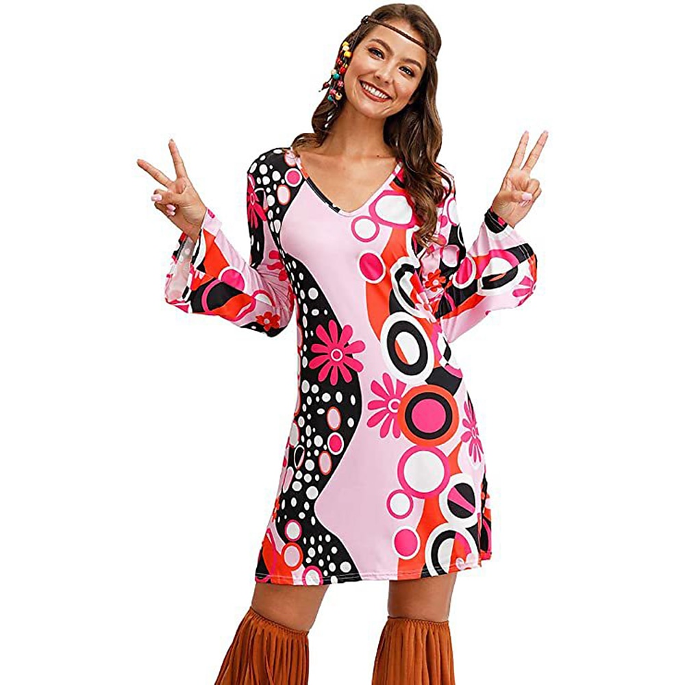 Retro Vintage 1970s Disco Dress Flare Cuff Sleeve Hippie Printing Women's Masquerade Party & Evening Pride Parade Pride Month Adults' Dress 2025 - $21.99 –P6