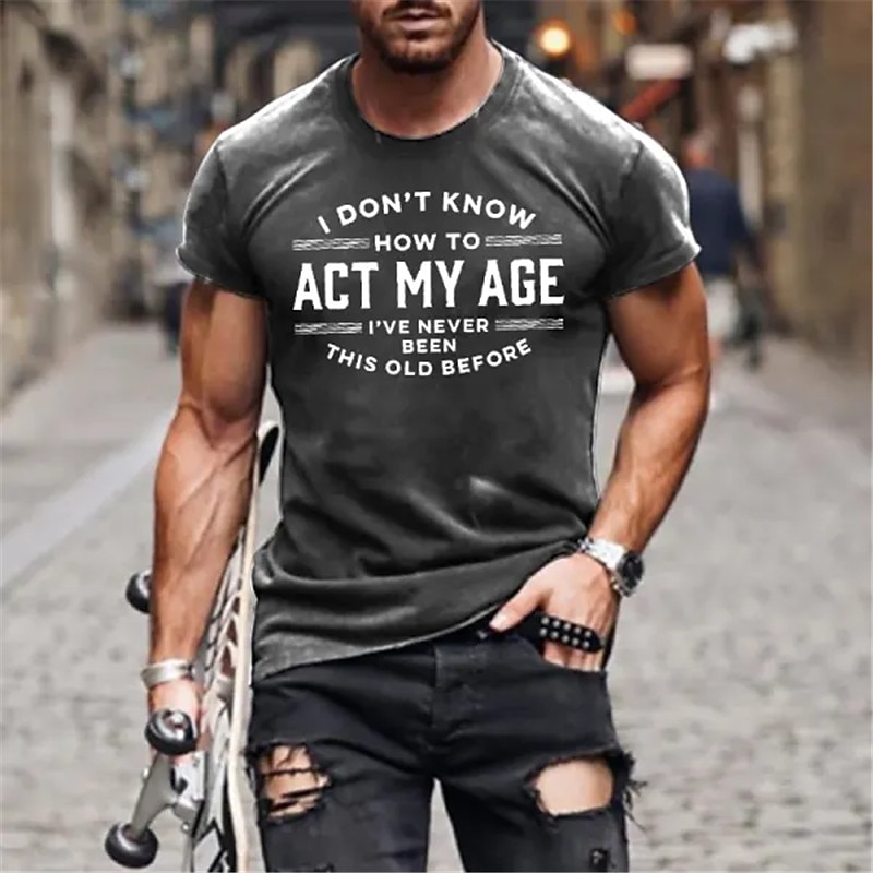 2025年 男性用 レタード グラフィック Tシャツ グラフィックTシャツ コットン 半袖 グラフィック シャツ ブラック ネイビーブルー グリーン 快適なTシャツ バケーション ストリート ファッションデザイナーの衣類  コレクション – $15.99 –P1