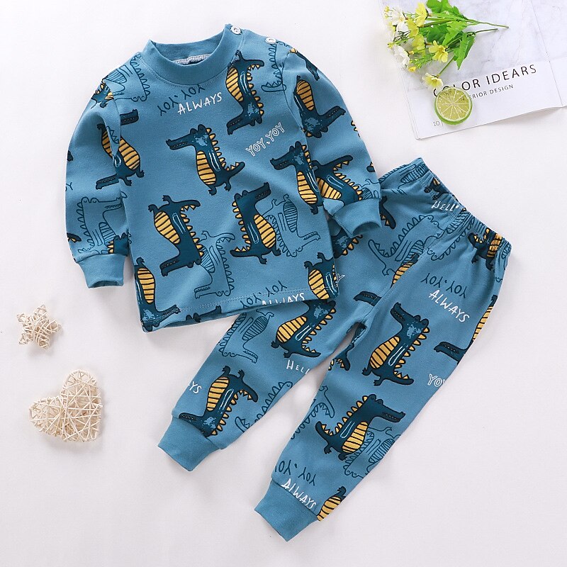 Barn Pojkar 2 delar T-shirt och byxa Långärmad Uggla A01 A02 Djur Tecknat Crewneck Sommar Vår Grundläggande Hem 3-7 år 2025 - $10.49 –P5