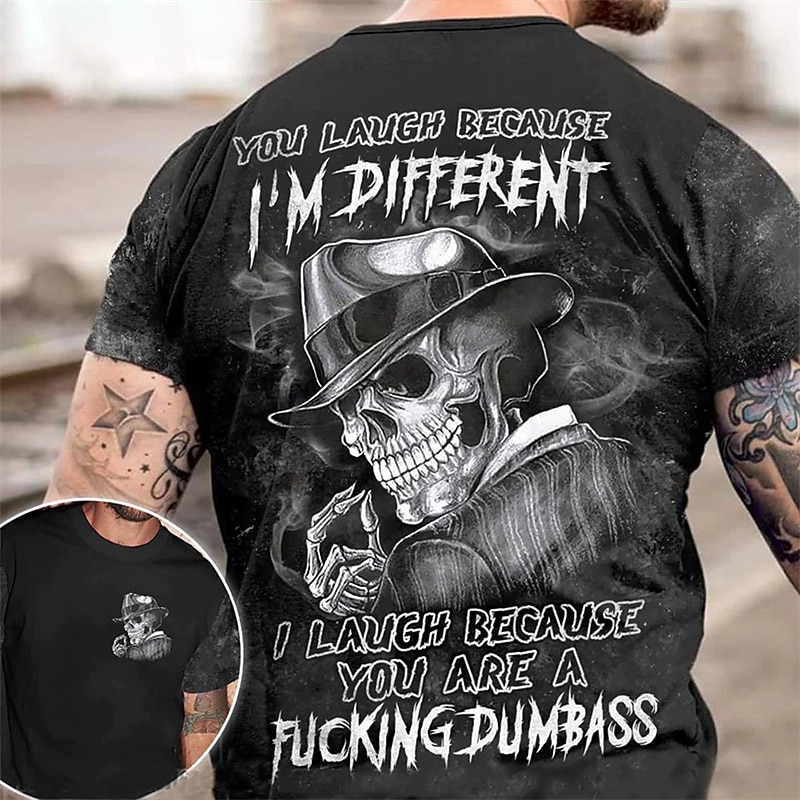 Herre Grafisk Hodeskaller T skjorte halloween skjorte T-skjorter Kortermet T skjorte 3D-utskrift Crew-hals Skjorte Årgang Mote Designer utendørs Avslappet Daglig Grå Vår sommer Klær S M L XL 2XL 3XL 2025 - $17.99 –P1