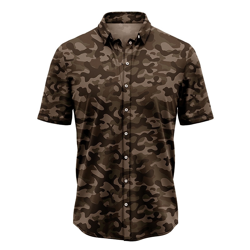 Per uomo Camouflage Camicia Camicia con bottoni Manica corta Tropicale Di tendenza Hawaiano Informale Per eventi Spiaggia Estate Primavera Collo ripiegabile Stampa Bottone giù Kaki+verde militare del 2025 a $24.99 –P7