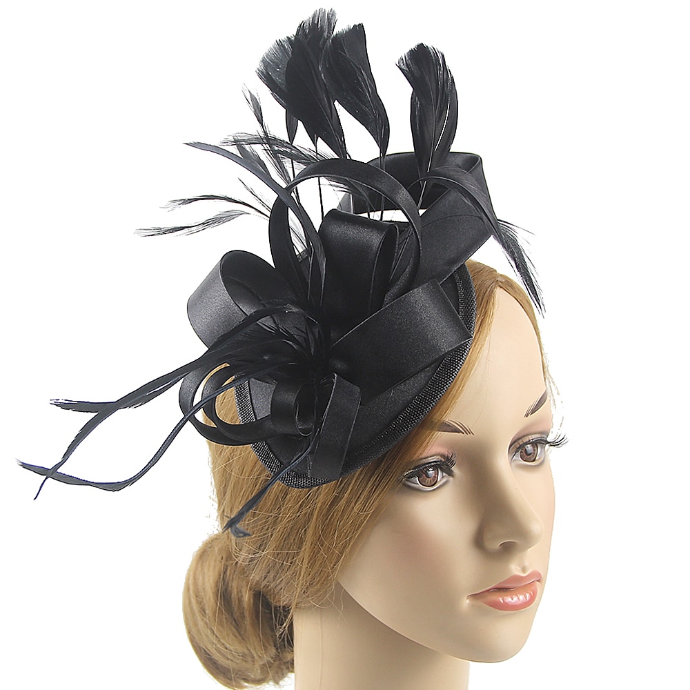 Čelenky Fascinátory Klobouky  Polyamidový klobouk Fedora Klobouk s plochým vrškem Podzimní svatba Městská párty  Večerní dovolená Čajová párty Dostih Vintage Elegantní s peřím Appliques Hlava 2025 - $25.99 –P10