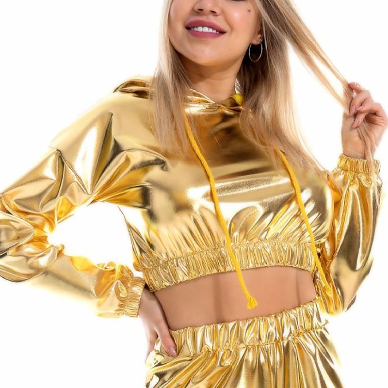 Danskostymer Exotiska danskläder Pole dance Topp Ren Färg Tvinning Dam Prestanda Träning Långärmad Polyester 2025 - $32.99 –P6