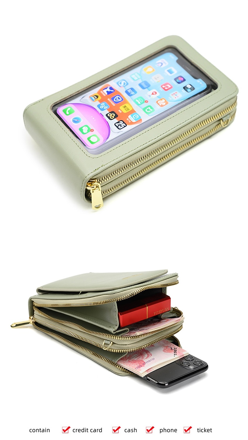 сумка на молнии с сенсорным экраном, весна 2023, новая женская сумка для мобильного телефона, корейская модная сумка через плечо 2026 - $20.99 –P3