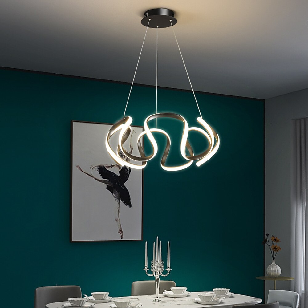 led pendellys 50cm 1-lys ring sirkeldesign dimbar aluminiumslakkert finish luksuriøs moderne stil spisestue soverom pendellamper 110-240v kun dimmes med fjernkontroll 2025 - $249.99 –P4