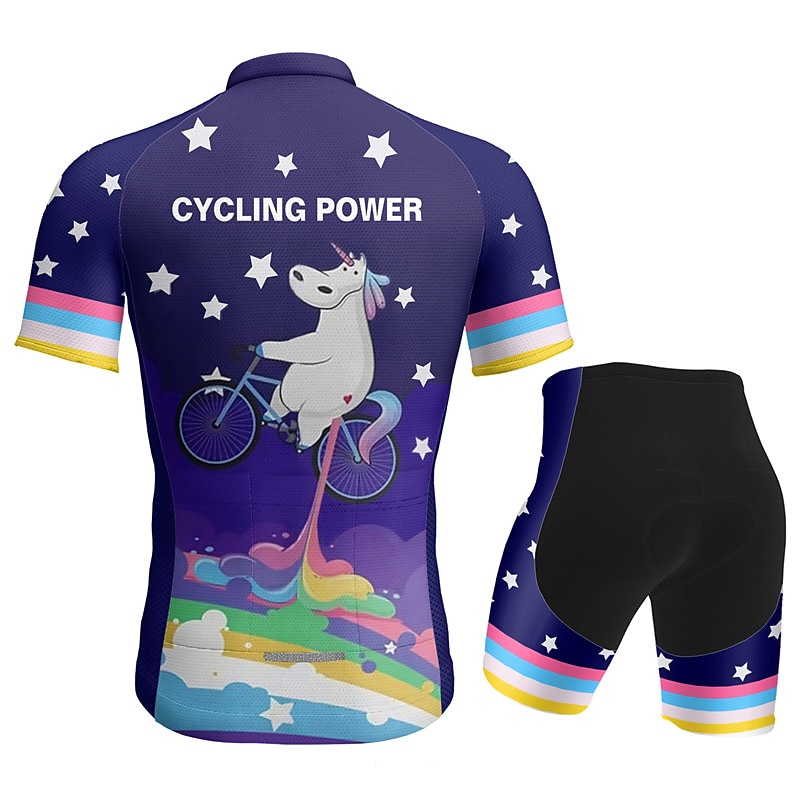 Men's Cycling Jersey with Shorts Short Sleeve Mountain Bike MTB Road Bike Cycling Dark Purple Blue Purple Graphic Animal Rainbow Bike Clothing Suit 3D Pad Breathable Quick Dry Back Pocket Polyester 2025 - $41.99 –P6