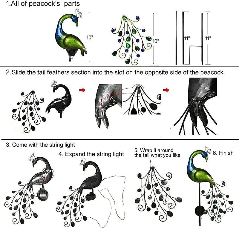 Solar Peacock Lights Outdoor Decoration Light for Garden Patio LED Light Metal Peacock Statues Figurine Lawn Landscape For Yard Path Garden Decoration Home Sculpture Art Lighting 1X 2026 - $71.99 –P3