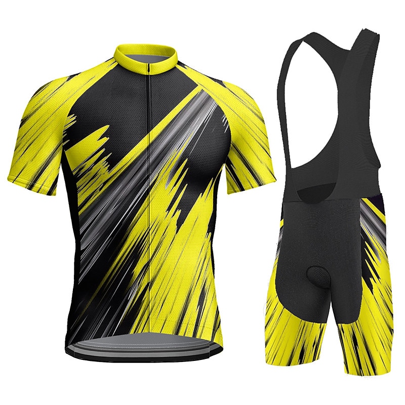 Per uomo Maglia con salopette corta da ciclismo Manica corta Ciclismo da montagna Cicismo su strada Giallo Rosso Blu Geometrico Bicicletta Completo tuta Pad 3D Traspirante Asciugatura rapida Tasca del 2025 a $41.99 –P7