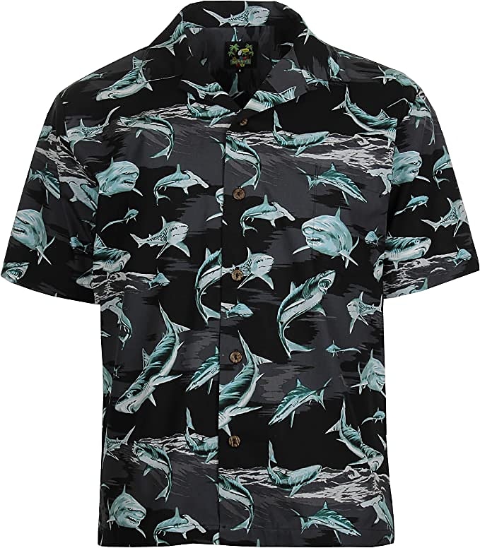 Men's Animal Shark Tropical Shirt Summer Hawaiian Shirt Camp Collar Shirt Short Sleeve Shirt Turndown Fashion Designer Casual Outdoor Street Casual Black Blue Dusty Blue 3D Print S M L 2025 - $24.99 –P6