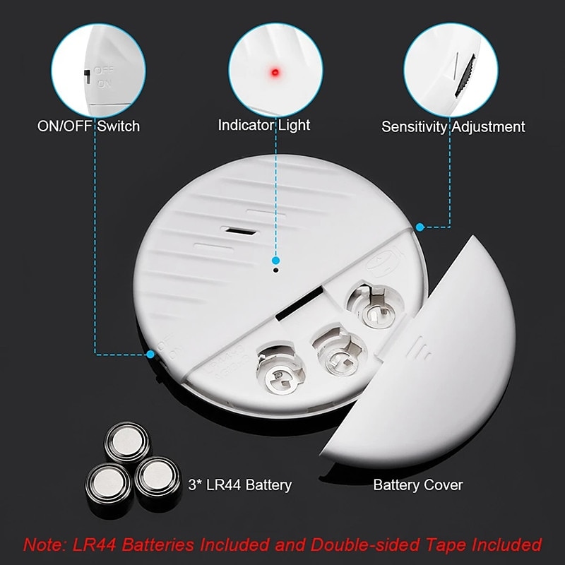 Inductive Door And Window Wireless Vibration Alarm 125dB Glass Breakage Anti-theft Sensor Home Security Protection Alarm 2025 - $19.99 –P11