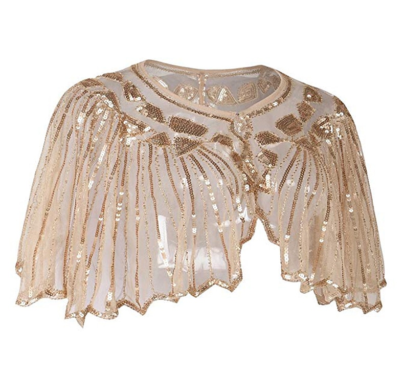 Goldene Zwanziger 1920er Retro Vintage Flapper-Schals Der große Gatsby Hochzeitsgast Pailletten Kostüm Damen Hochzeit Hochzeitsgast Party-Abendmode Erwachsene Schal 2026 - $35.99 –P4