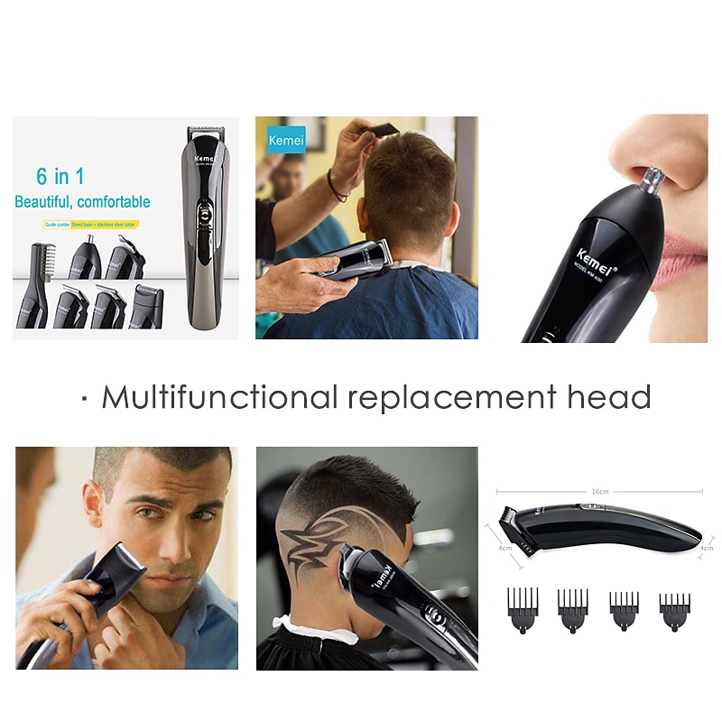 kemei tondeuse elektrische tondeuse beauty kit multifunctionele heren scheerapparaat baardtrimmer draadloze snijmachine lcd-scherm 5 2025 - $37.99 –P10