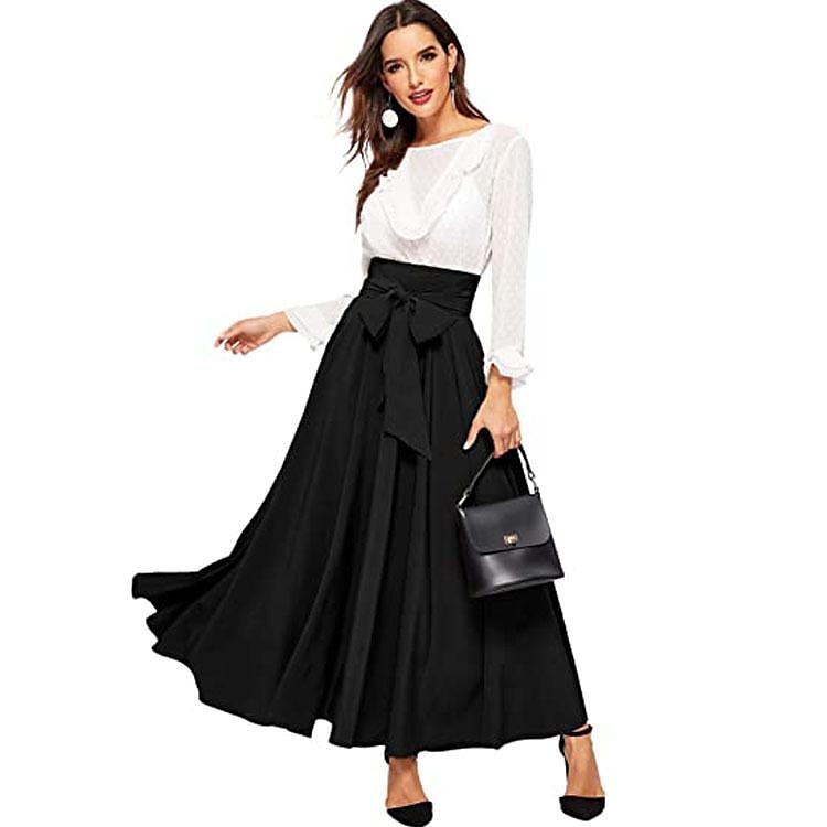 Femme Balançoire Jupes de travail Jupe longue Elégant Mode Décontractées Maxi Jupes Couleur Pleine Plissé Plein Air Sortie Noir Jaune Rose Claire Vin Toutes les Saisons Mélange de Coton de 2025 ? $23.99 –P6