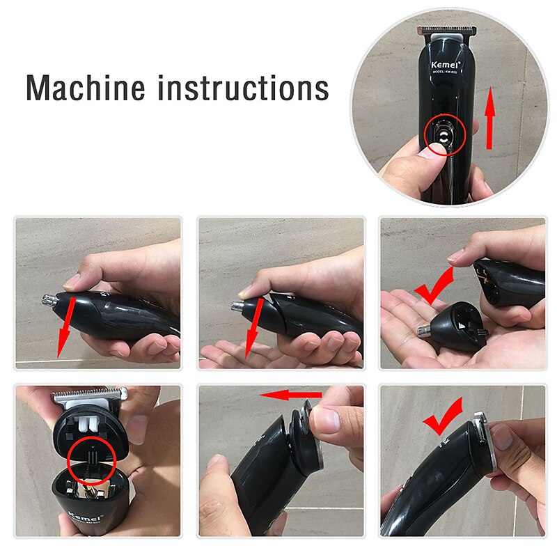 kemei tondeuse elektrische tondeuse beauty kit multifunctionele heren scheerapparaat baardtrimmer draadloze snijmachine lcd-scherm 5 2025 - $37.99 –P11