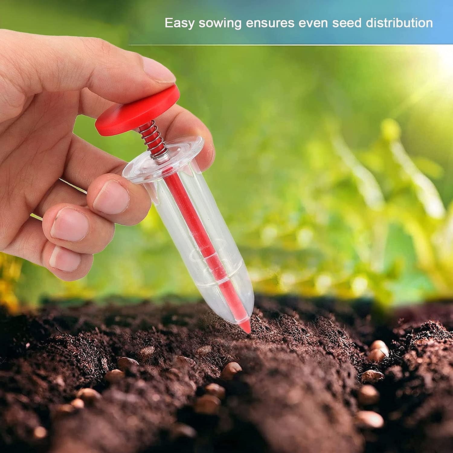 mini secí stroj, ruční ruční mini seedmaster mini secí dávkovač osiva malý rozmetač osiva, zajišťuje rovnoměrné rozložení osiva, zahradní květináč na zahradu, mrkev, salát, kapusta, ředkvičky 2025 - $5.49 –P5