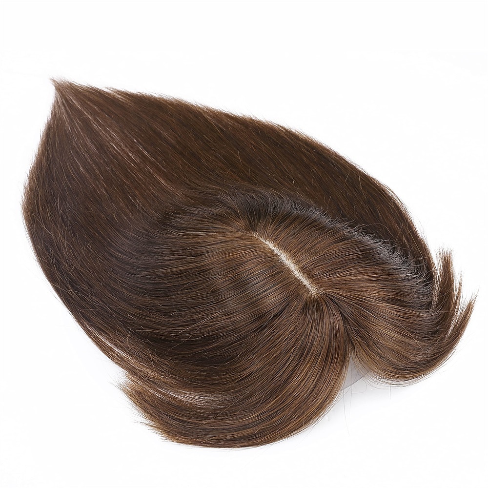 Choices 120% Density Silk Base Top Hairpiece 100% Human Hair Extensions Clip In On Hair Topper For Women Hand-made Top Hair Piece Middle Part With Thinning Hair Loss Hair #4 Medium Brown 6'' 27g 2025 - $126.98 –P4