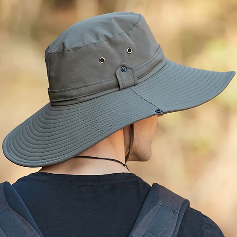 Men's Bucket Hat Sun Hat Fishing Hat Boonie hat Hiking Hat Black Navy Blue  Polyamide Streetwear Stylish Casual Outdoor Daily Going out Plain UV Sun  Protection Sunscreen Quick Dry Lightweight 2024 - $14.49