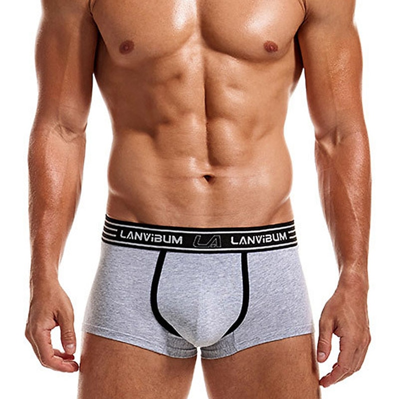 Herren 2 Packungen Unterwäsche Boxer Polyester Atmungsaktiv Weich Farbblock Mittlere Taillenlinie Schwarz Weiß 2025 - $12.99 –P8