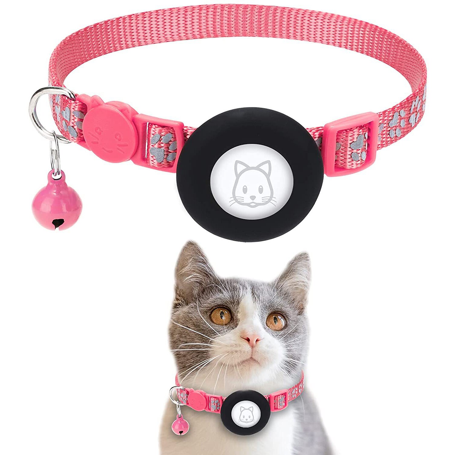 guler animal de companie pentru airtag guler imprimeu picioare guler animal de companie cu guler reflectorizant clopot 2026 - $28.99 –P9