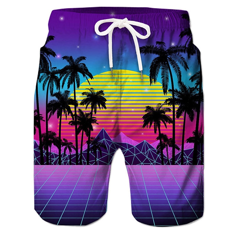 Men's Coconut Tree Graphic Prints Swim Trunks Swim Shorts Board Shorts Mid Waist Hawaiian Boho Casual Daily Holiday Drawstring with Mesh lining Elastic Waist Designer Clothing Apparel 2025 - $19.99 –P11