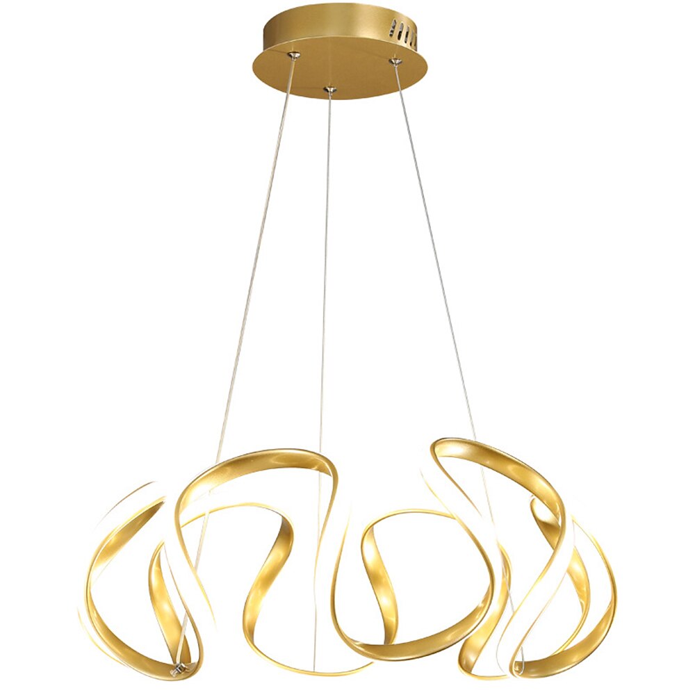 led pendellys 50cm 1-lys ring sirkeldesign dimbar aluminiumslakkert finish luksuriøs moderne stil spisestue soverom pendellamper 110-240v kun dimmes med fjernkontroll 2025 - $249.99 –P3