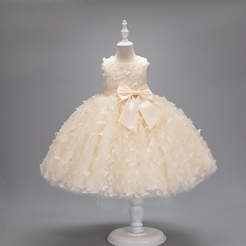 Kinderen Voor meisjes Bloemenmeisjesjurk Feestjurk Vlinder Mouwloos Bruiloft Feest Doopjurk Prinses Polyester Roze prinsessenjurk Bloemenmeisjesjurk Zomer 3-10 jaar Wit Champagne Blozend Roze 2026 - $49.99 –P13