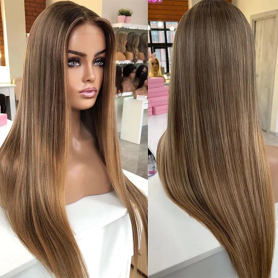 Capelli umani di Remy 13x4 Pizzo Frontale Parrucca Parte libera Brasiliano Diritto serico Multicolore Parrucca 130% 150% Densità dei capelli con i capelli del bambino Capelli schiariti Capelli del 2025 a $258.09 –P1