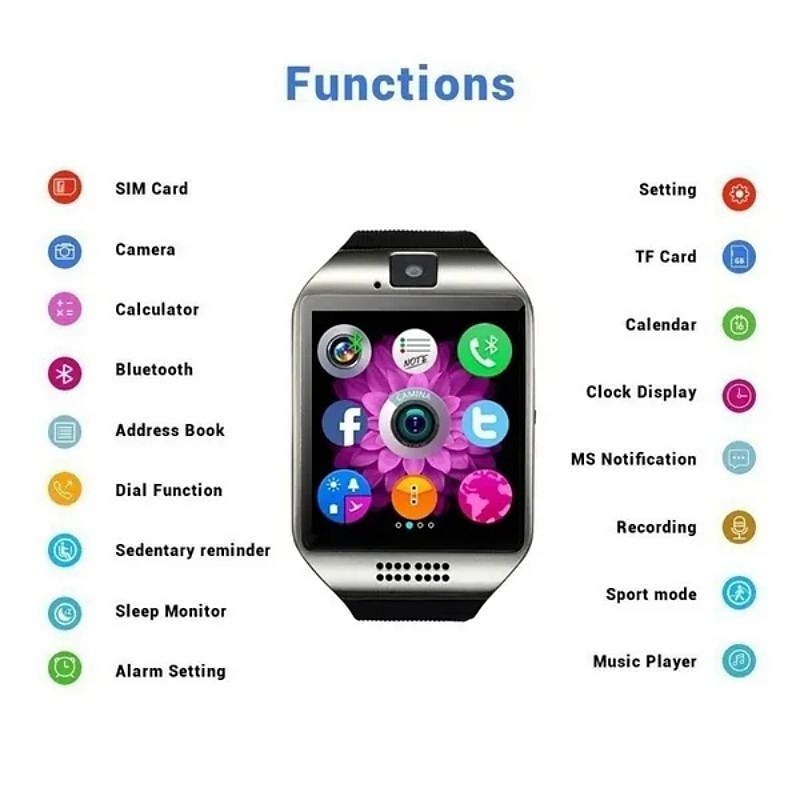 Q18 Smart Watch 1.54'' Smartwatch Fitness Running Watch with Camera and Sim Card Bluetooth Pedometer Call Sedentary Message Reminder Step Tracker Compatible with Android iOS  Hands-Free Calls Unisex 2025 - $35.99 –P11