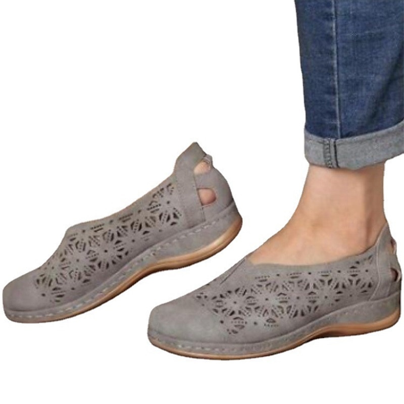 Blauwe instappers voor dames met holle bloemenuitsparingen, brede pasvorm, zachte zool, geschikt voor wandelen, reizen en casual dagelijks gebruik 2026 - $19.99 –P4