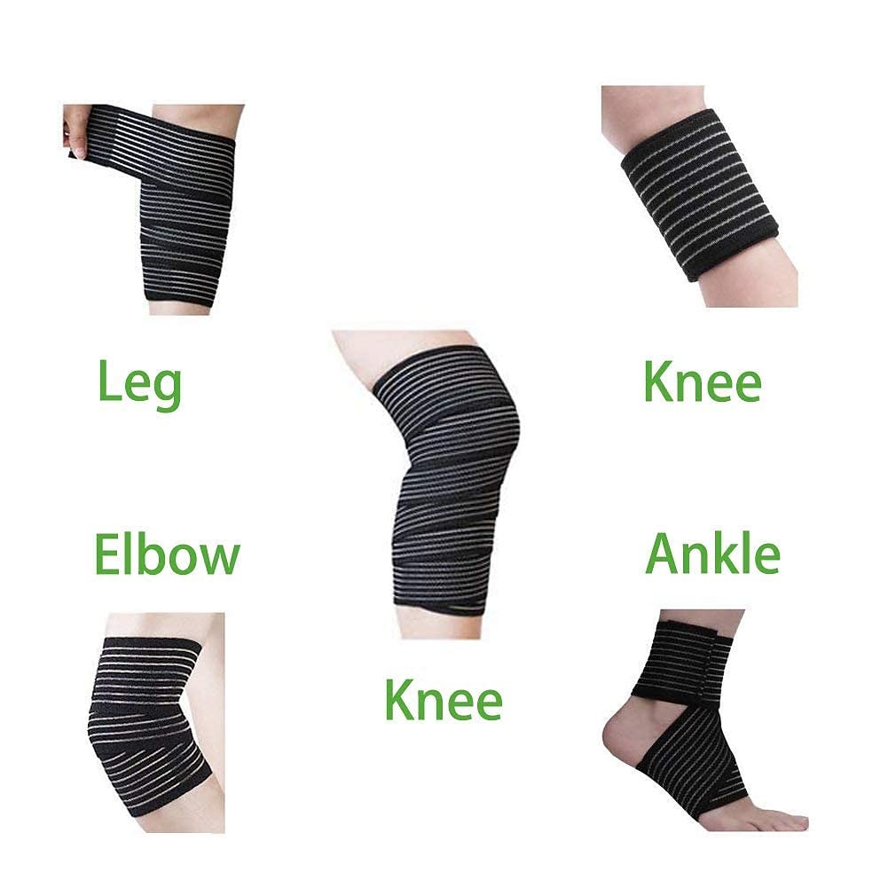 1pc Extra Long Elastic Knee Wrap Compression Bandage Brace Support for Legs Plantar Fasciitis Stabilising Ligaments Joint Pain Squat Basketball Running Tennis Soccer Football Volleyball 2025 - $16.49 –P3