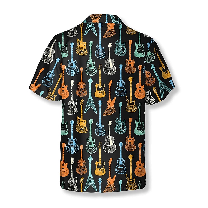 Herr Styrelseledamöter Guitarr Skjorta Hawaii skjorta Knapp upp skjorta Kortärmad Tropisk Mode Hawaiisk Ledigt Hawaiisk Helgdag Sommar Vår Nedvikt Mönster Button-Down Blå 2025 - $24.99 –P2