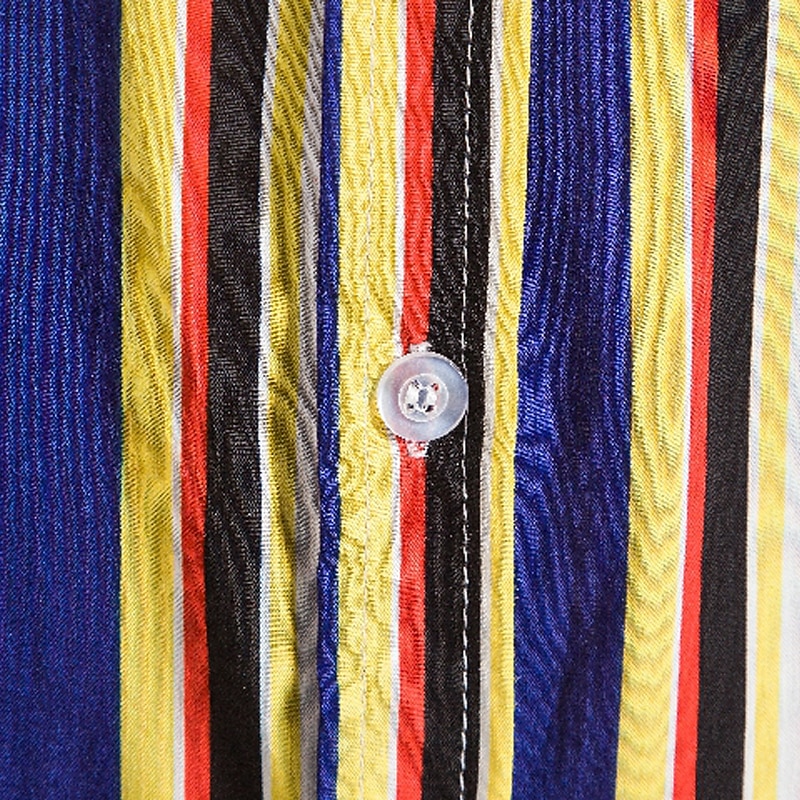 Voor heren Overhemd Zomer overhemd Normaal shirt Overhemd met knopen Gestreepte shirts Geel Blauw Rood Donkerblauw Korte mouw Gestreept Band Kraag Vakantie Straat Afdrukken Kleding 100% katoen 2025 - $21.99 –P17