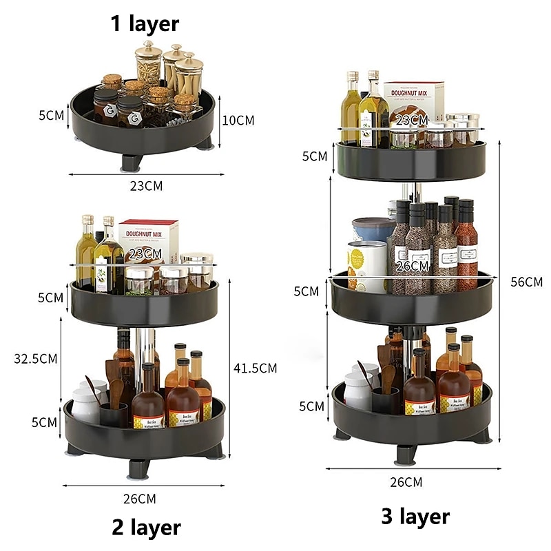Multifunctional Kitchen 360 Rotating Storage Rack Spice Box Shelf Height Adjustable Bathroom Cosmetics Organizer 2025 - $21.99 –P8