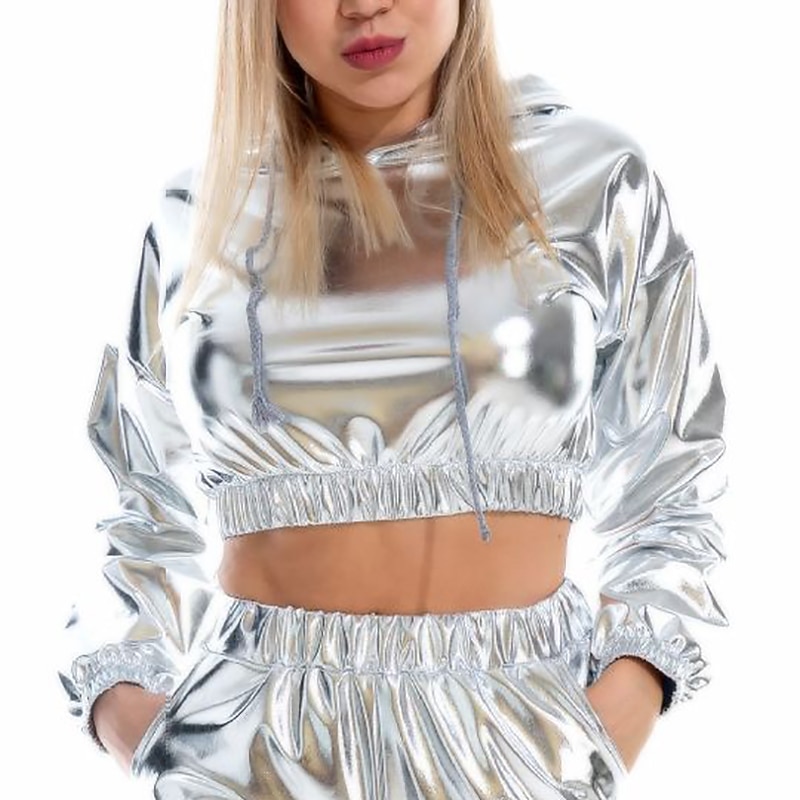 Danskostymer Exotiska danskläder Pole dance Topp Ren Färg Tvinning Dam Prestanda Träning Långärmad Polyester 2025 - $32.99 –P5