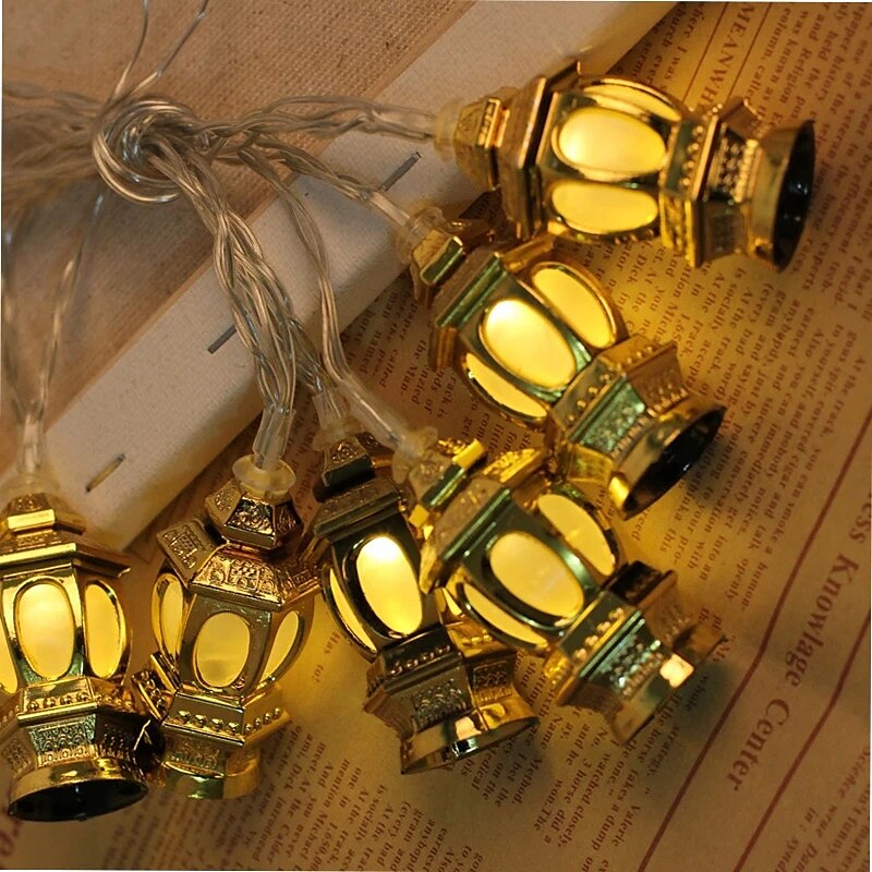 ramadan eid led string light muslim lantern mubarak lantern oil lamp aa battery box led party home decor lantern lighting 2025 - $8.99 –P4