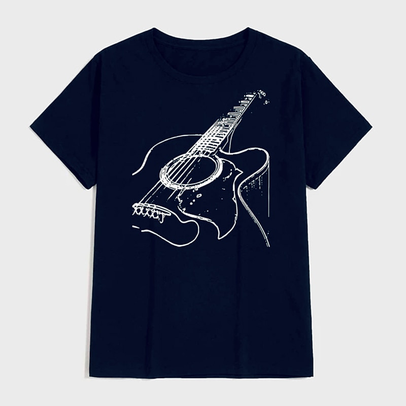 Herr t-shirt med akustisk gitarr grafisk kortärmad 2026 - $17.49 –P5
